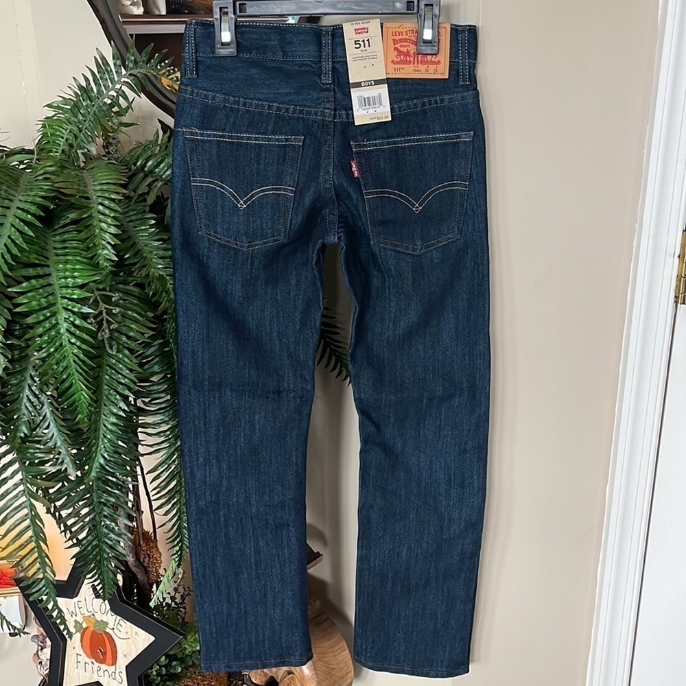 Brand New Levi’s 511 Slim Dark Blue Jeans for Boys Adjustable Waistband Denim